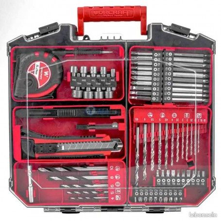 Caisse à Outils 74Pcs Avec visseuse perceuse à percussion 20V sans fil sans charbons 2 batteries 2.0Ah WORCRAFT | CHD-S20LIBAS